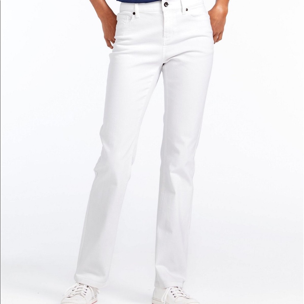 LL BEAN True Shape Straight Leg White Jeans